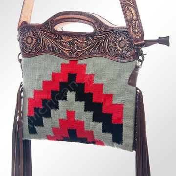 American Darling Clutch Hand Tooled Saddle Blanket Fabric Genuine Leather Western Women Bag Handbag Purse | Purses for Cute